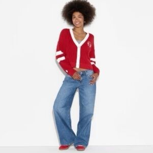 Wild Fable Red and White Cardigan Sweater